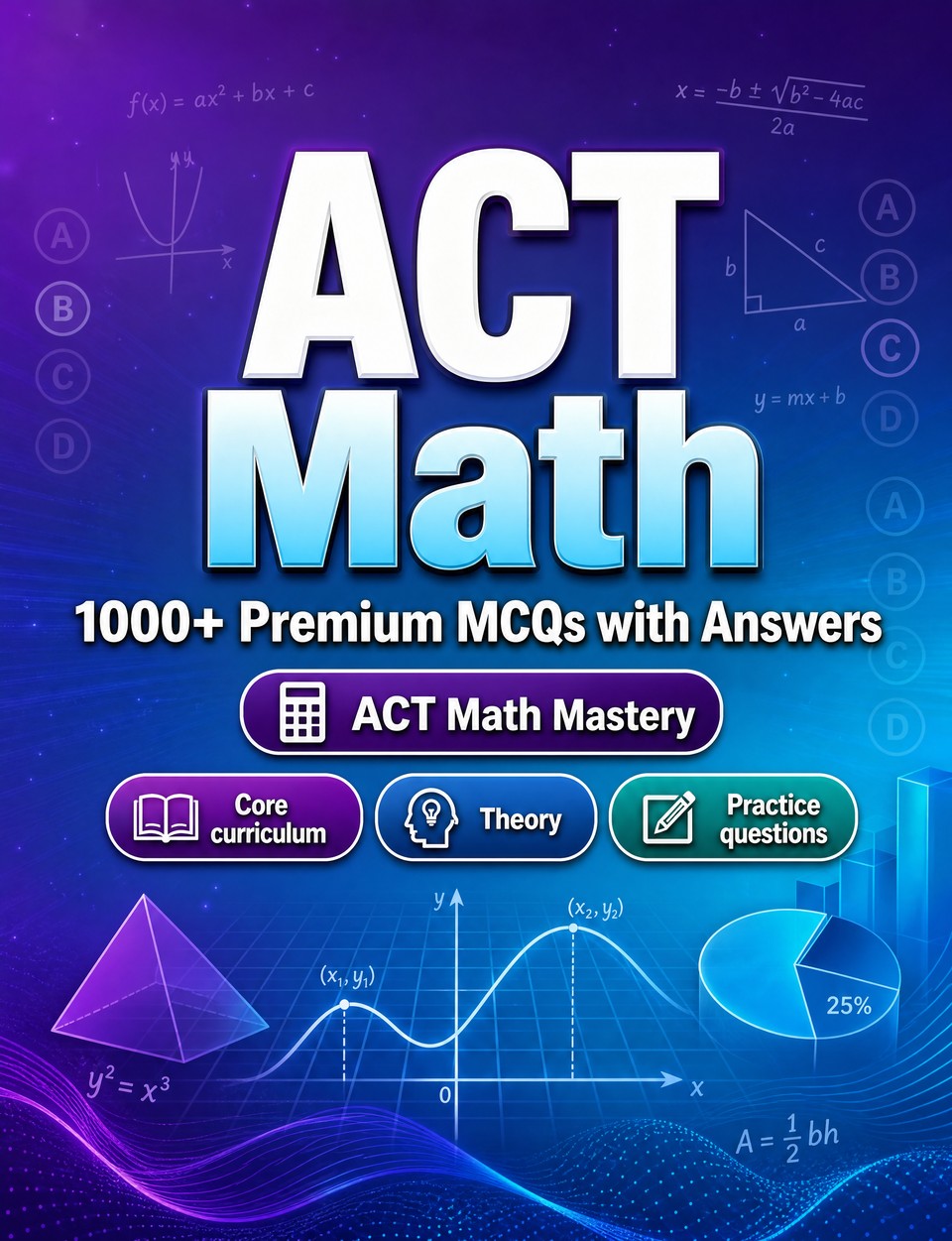 ACT Math 2026-2027 : 1000 MCQ with Answers ACT Math 2026-2027 : 1000 MCQ with Answers — Study guide: MCQ Core curriculum, Theory, Practice questions, Review, Professional skills and practice exams to pass finals and earn your degree or diploma