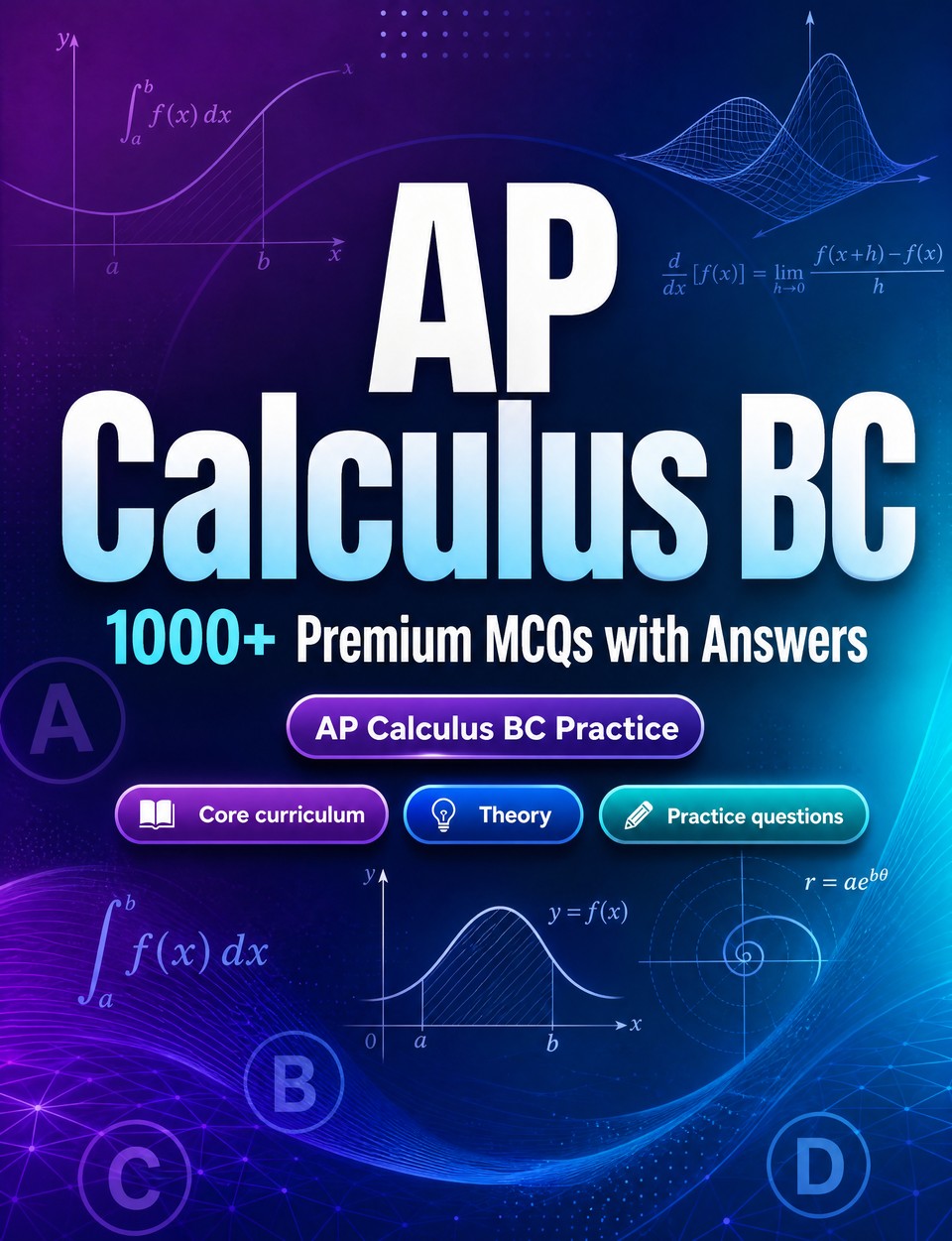 AP Calculus BC 2026-2027 : 1000 MCQ with Answers — Study guide: MCQ Core curriculum, Theory, Practice questions, Review, Professional skills  and full-length practice to pass