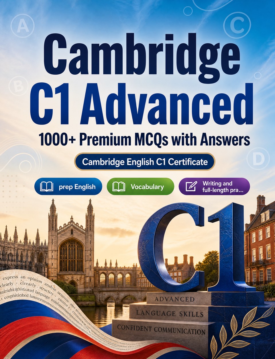 Cambridge C1 Advanced 2026-2027 : 1000 MCQ with Answers — Language test prep English: Reading, Vocabulary, Writing, Spelling, Exam format and written drills to pass the official language certificate