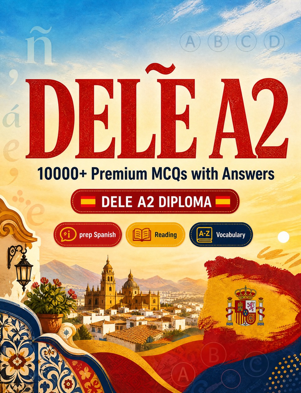 DELE A2 2026-2027 : 1000 MCQ with Answers — Language test prep Spanish: Grammar, Reading, Vocabulary, Writing, Spelling and written drills to pass the official language certificate  and intensive review