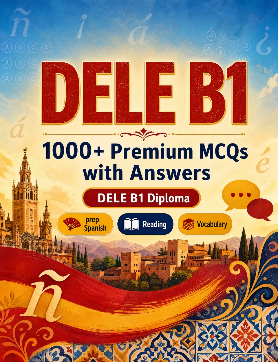 DELE B1 2026-2027 : 1000 MCQ with Answers — Language test prep Spanish: Grammar, Reading, Vocabulary, Writing, Spelling and written drills to pass the official language certificate  and intensive review