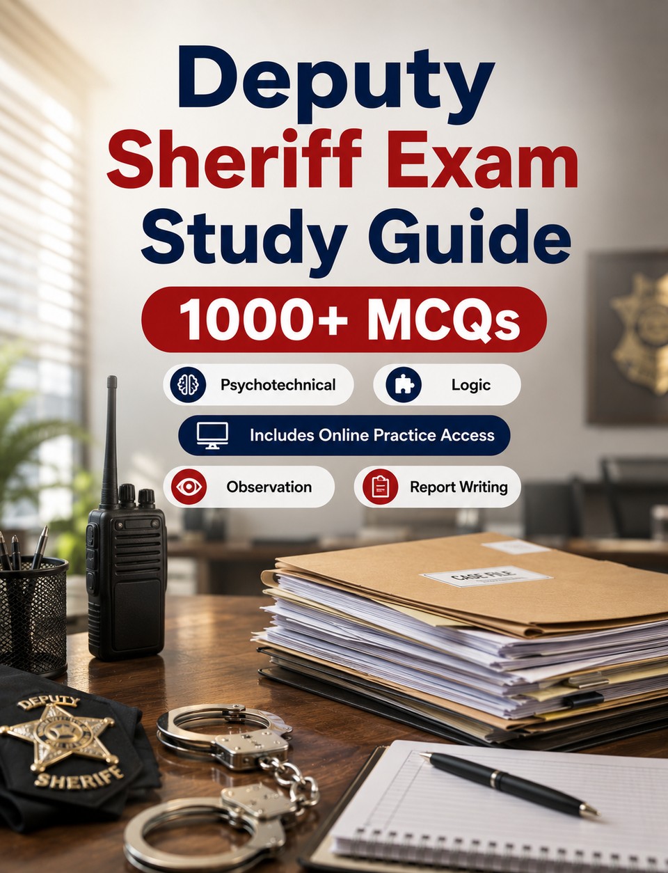 Deputy Sheriff Exam Study Guide — 1000 MCQ practice questions for sheriff department entrance exams with judgment, observation, report writing and problem solving