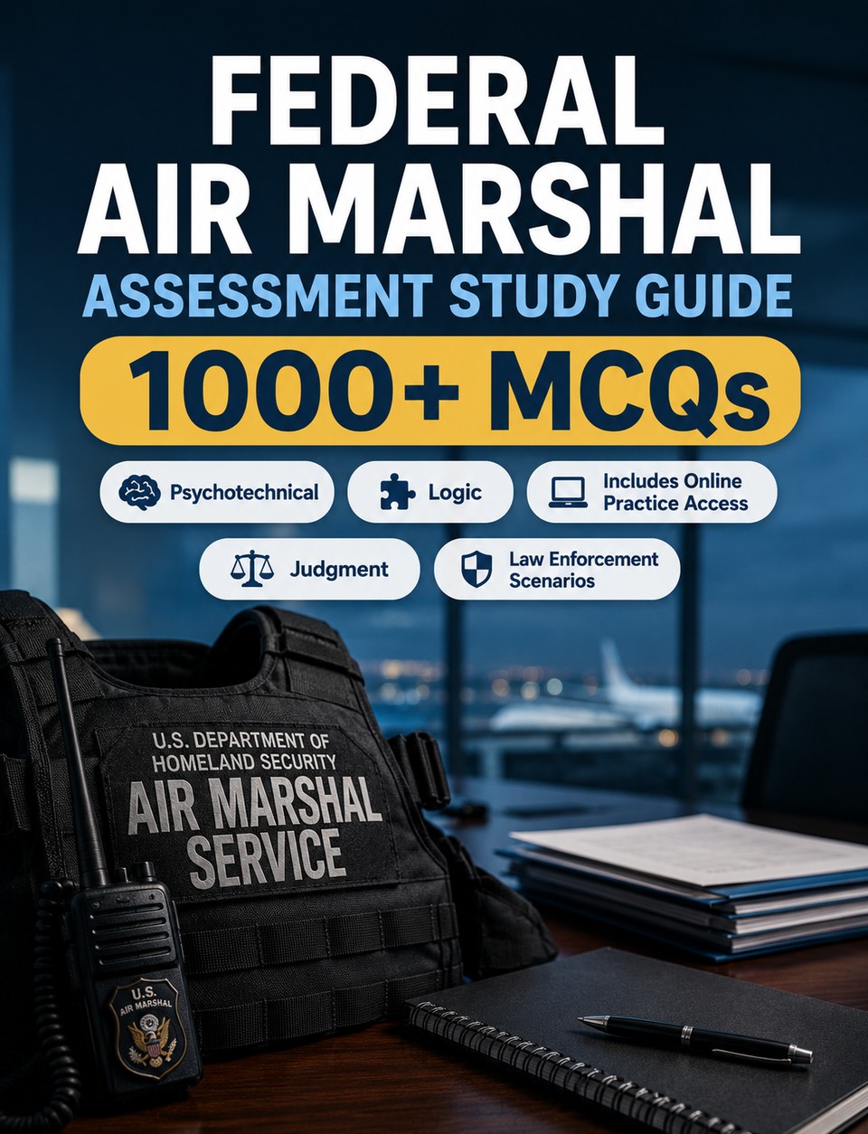 Federal Air Marshal Assessment Study Guide — 1000 MCQ practice questions for Federal Air Marshal selection with judgment, reasoning and law enforcement scenarios