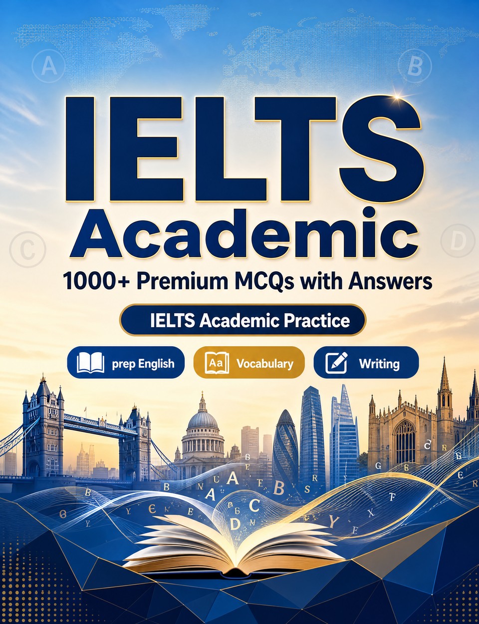 IELTS Academic 2026-2027 : 1000 MCQ with Answers — Language test prep English: Reading, Vocabulary, Writing, Spelling, Exam format and written drills to pass the official language certificate