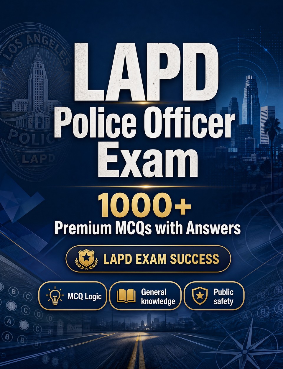 LAPD Police Officer Exam 2026-2027 : 1000 MCQ with Answers — Exam prep: MCQ Public safety, Safeguarding, Administration, Ethics, Report writing  and full-length practice to pass