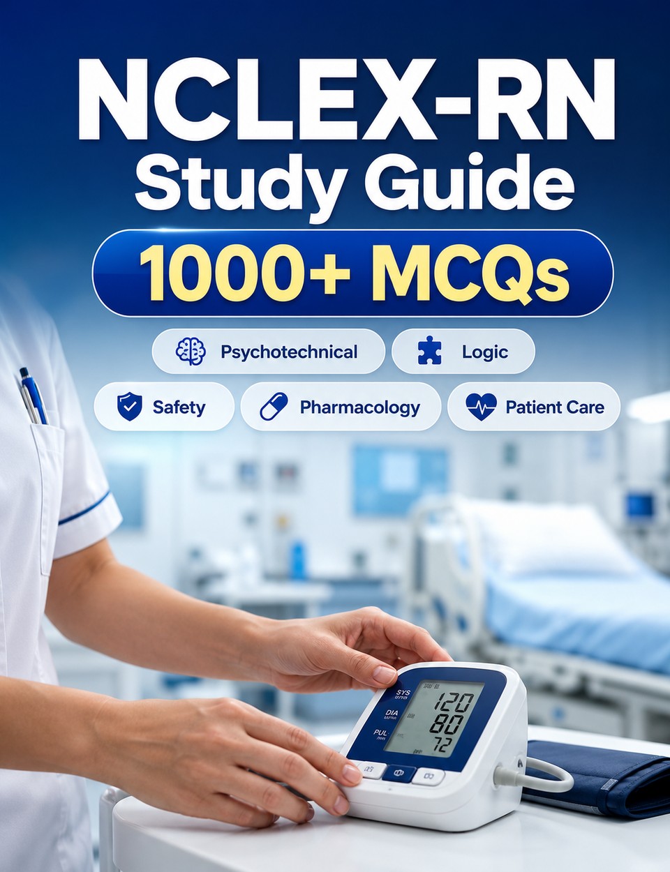 NCLEX-RN Study Guide — Registered Nurse Licensure : complete preparation for the NCLEX-RN exam, clinical judgment, safety, pharmacology, patient care, practice questions and test-taking strategy