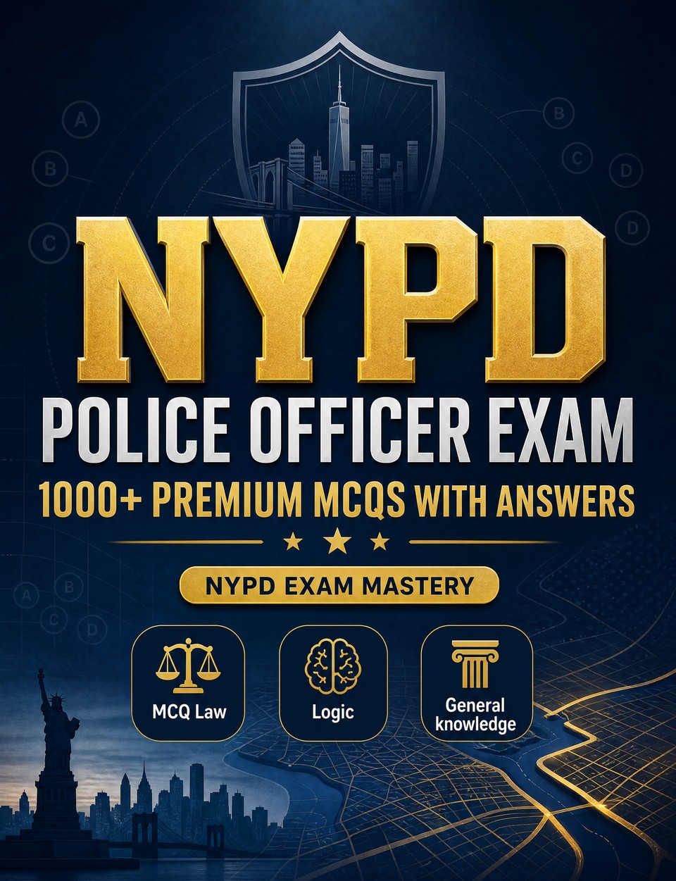 NYPD Police Officer Exam 2026-2027 : 1000 MCQ with Answers — Exam prep: MCQ Law, Public safety, Safeguarding, Administration, Ethics  and full-length practice to pass