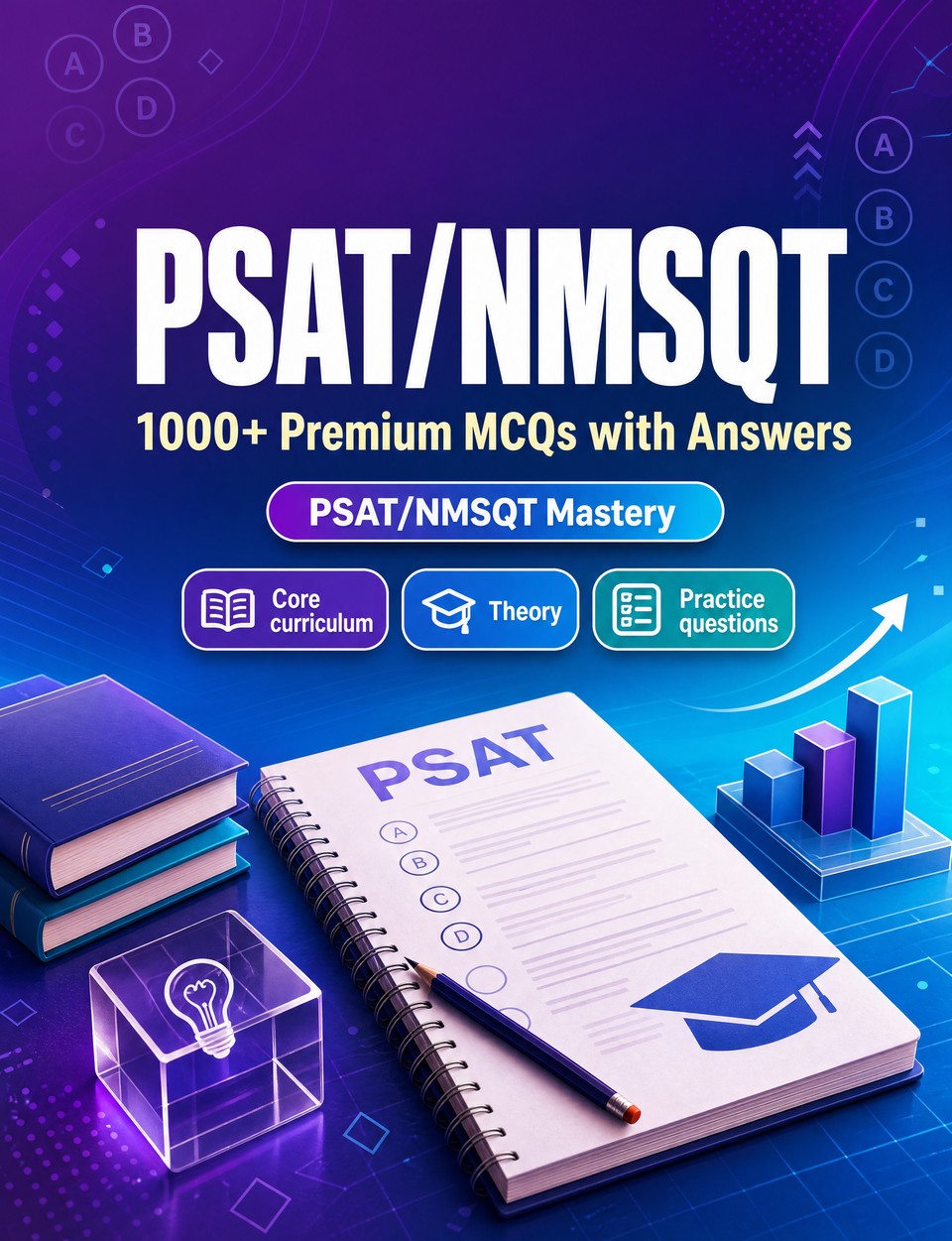 PSAT/NMSQT 2026-2027 : 1000 MCQ with Answers — Study guide: MCQ Core curriculum, Theory, Practice questions, Review, Professional skills and practice exams to pass finals and earn your degree or diploma