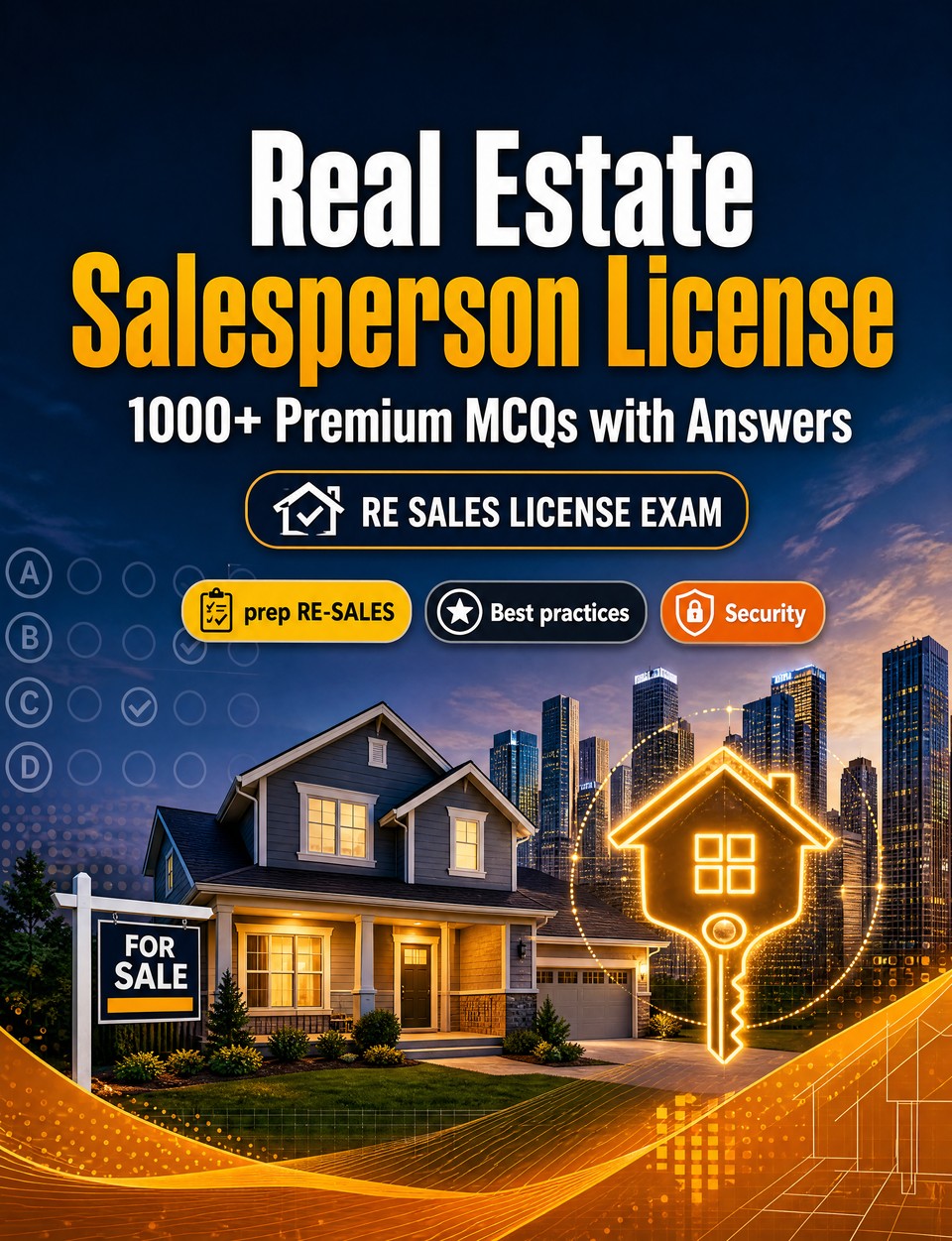 Real Estate Salesperson License 2026-2027 : 1000 MCQ with Answers — Test prep RE-SALES: MCQ Regulations, Best practices, Security, Practice tests  and full-length practice to pass
