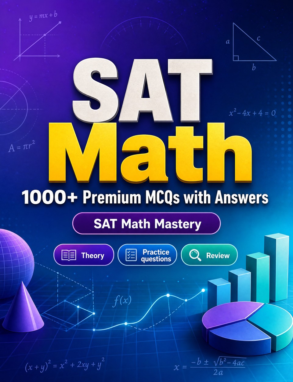 SAT Math 2026-2027 : 1000 MCQ with Answers SAT Math 2026-2027 : 1000 MCQ with Answers — Study guide: MCQ Theory, Practice questions, Review, Professional skills, Case studies and practice exams to pass finals and earn your degree or diploma
