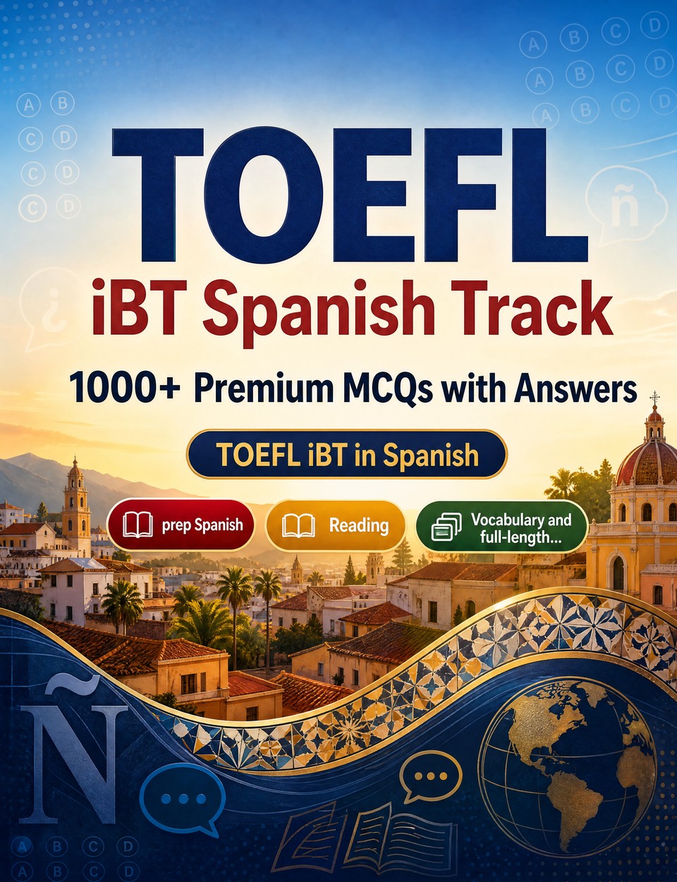 TOEFL iBT Spanish Track 2026-2027 : 1000 MCQ with Answers TOEFL iBT Spanish Track 2026-2027 : 1000 MCQ with Answers — Language test prep Spanish: Grammar, Reading, Vocabulary, Writing, Spelling and written drills to pass the official language certificate