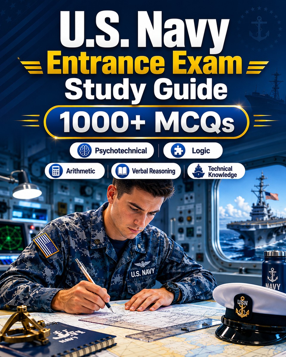 U.S. Navy Entrance Exam Study Guide — Navy recruitment test prep: 1000+ MCQ, technical knowledge, arithmetic, verbal reasoning and aptitude tests